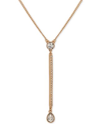 DKNY - Gold-Tone Crystal Lariat Necklace, 16" + 3" extender