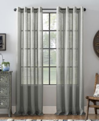 Archaeo - Slub Textured Linen Blend Grommet Top Curtain, 52" W x 95" L, White