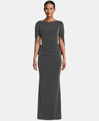 Betsy & Adam - Metallic-Knit Draped Gown