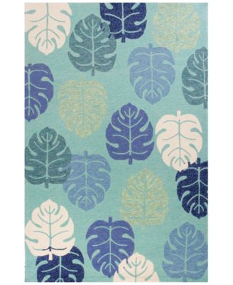 Kas - Harbor Palms 4228 Turquoise 7'6" Indoor/Outdoor Round Area Rug