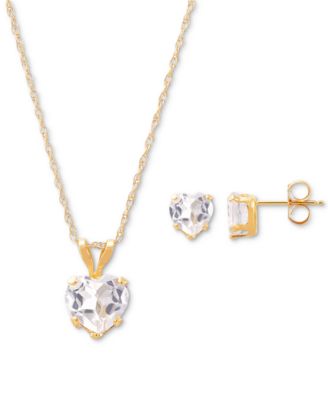 Macy's - 2-Pc. Set Blue Topaz Heart Pendant Necklace & Matching Stud Earrings (2-3/4 ct. t.w.) in 10k Gold (Also in Peridot & Citrine)
