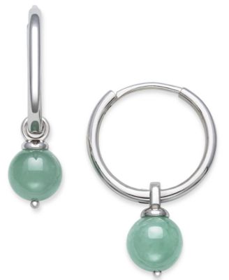 Macy's - Dyed Jade Dangle Hoop Earrings in Sterling Silver