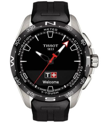 Tissot - Men's Swiss T-Touch Connect Solar Black Rubber Strap Smart Watch 48mm