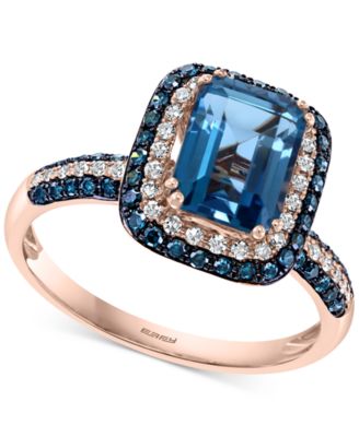EFFY Collection - London Blue Topaz (2-1/5 ct. t.w.) & Diamond (1/2 ct. t.w.) Statement Ring in 14k Rose Gold