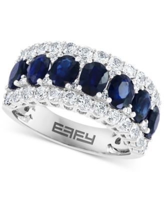 EFFY Collection - Effy Blue & White Sapphire Ring (3-1/2 ct. t.w.) & Diamond (1/20 ct. t.w.) in 14k White Gold. (Also available in yellow gold Emerald and white gold Tanzanite)