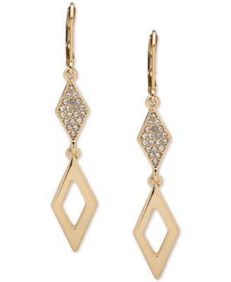 KARL LAGERFELD PARIS - Gold-Tone Pav&eacute; Geometric Drop Earrings