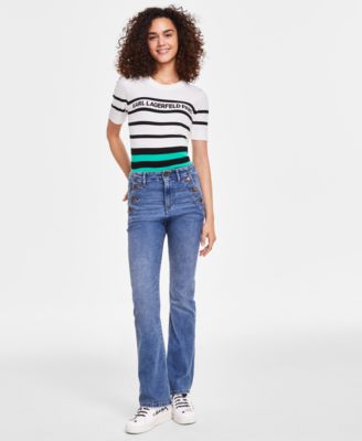 KARL LAGERFELD PARIS - Women's Sailor Flared-Leg Jeans