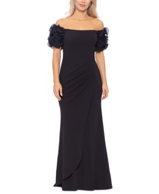 XSCAPE - Off-The-Shoulder Ruffled-Sleeve Gown
