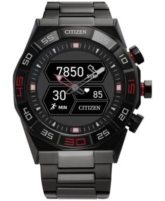 Citizen - Men's CZ Smart Hybrid Black-Tone Stainless Steel Bracelet Smart Watch 44mm