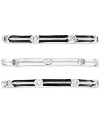 Macy's - 3-Pc. Set Cubic Zirconia & Enamel Stack Rings