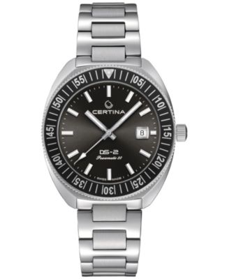 Certina - Men's Swiss Automatic DS-2 Stainless Steel Bracelet & Gray Synthetic Strap Watch 41mm Gift Set