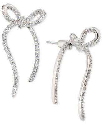 Eliot Danori - Rhodium-Plated Pav&eacute; Bow Ear Jacket Earrings