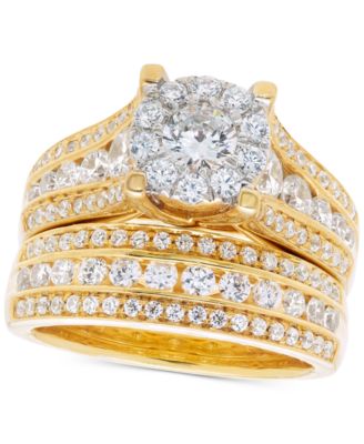 Macy's - Diamond Multirow Halo Bridal Set (2 ct. t.w.) in 14k Gold