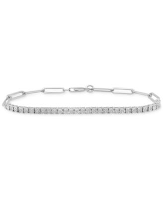 Macy's - Diamond Paperclip Link Tennis Bracelet (1/4 ct. t.w.) in Sterling Silver