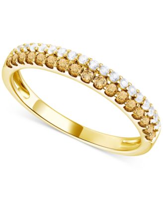Macy's - Amethyst (1/4 ct. t.w.) & Lab-Grown White Sapphire (1/4 ct. t.w.) Two Row Stack Ring in 14k Gold-Plated Sterling Silver (Also in Additional Gemstones)