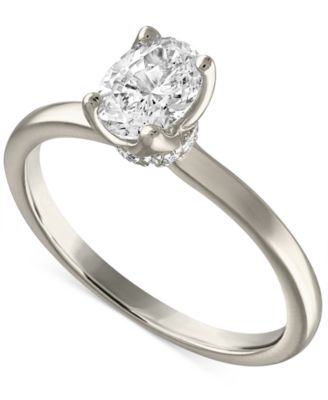 Alethea™ - Certified Diamond Oval-Cut Solitaire Engagement Ring (3/4 ct. t.w.) in 14k White Gold featuring diamonds with the De Beers Code of Origin