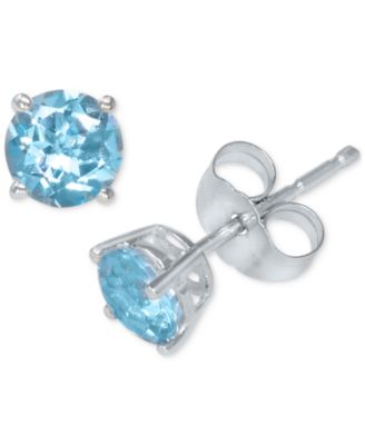Macy's - Blue Topaz Round Solitaire Stud Earrings (5/8 ct. tw.) in 14k White Gold