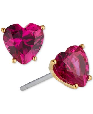 Eliot Danori - Silver-Tone & gold-plated Cubic Zirconia Heart Stud Earrings
