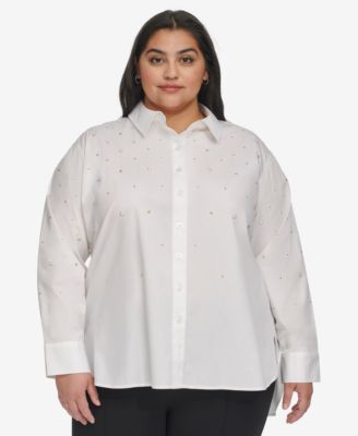 KARL LAGERFELD PARIS - Trendy Plus Size Imitation Pearl Blouse