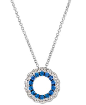Le Vian - Blueberry Sapphire (7/8 ct. t.w.) & Nude Diamond (1/3 ct. t.w.) Circle 19" Pendant Necklace in 14k White Gold