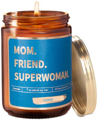 Lovery - "Mom, Friend, Superwoman" Lavender-Scented Soy Wax Candle, 9 oz.