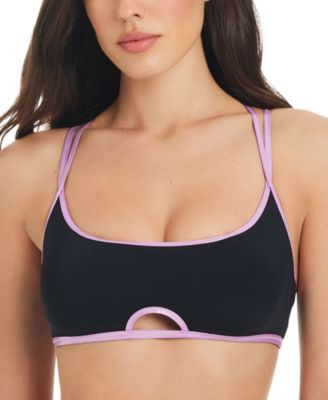 Red Carter - Women's Contrast-Binding Cross-Strap Bralette Bikini
