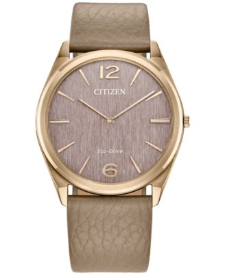 Citizen - Unisex Beige Leather Strap Watch 38mm