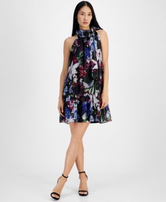 Anne Klein - Women's Floral Side-Bow Halter Dress