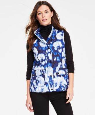 Jones New York - Women's Printed Quilted Patch-Pocket Vest