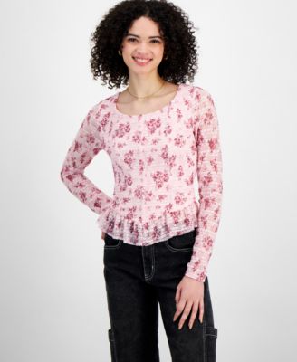 Self Esteem - Juniors' Lace Peplum Top