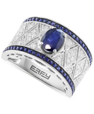 EFFY Collection - Diamond (3/8 ct. t.w.) & Sapphire (1-1/4 ct. t.w.) Ring in Sterling Silver