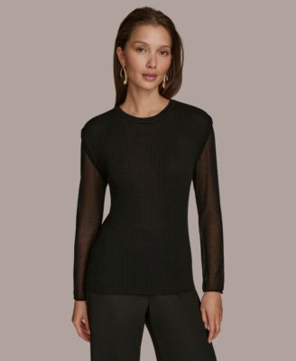 Donna Karan New York - Women's Sheer-Sleeve Sweater