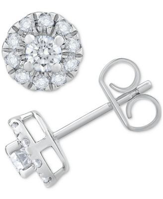 Macy's - Diamond Round Halo Stud Earrings in 14k White Gold (1/3-1 ct. t.w.)