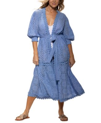 Dotti - Women's Cotton Eyelet Open-Front Cover-Up Kimono