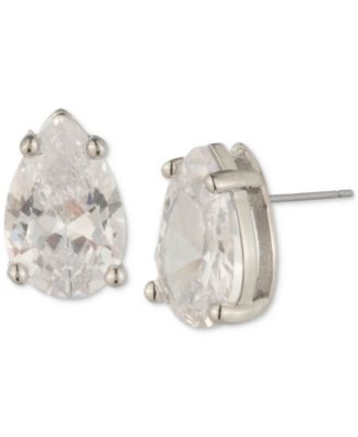 Givenchy - Silver-Tone Crystal Pear-Shaped Claw-Set Solitaire Stud Earrings
