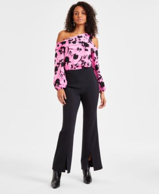 I.N.C. International Concepts - Women's High-Rise Wide-Slit Flare-Leg Jeans