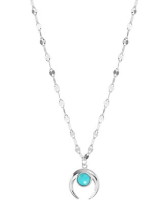 Macy's - Simulated Turquoise Horn Pendant Necklace in Sterling Silver, 16" + 2" extender