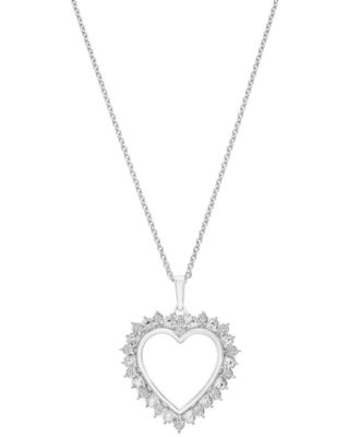 Macy's - Diamond Heart 18" Pendant Necklace (1/10 ct. t.w.) in Sterling Silver