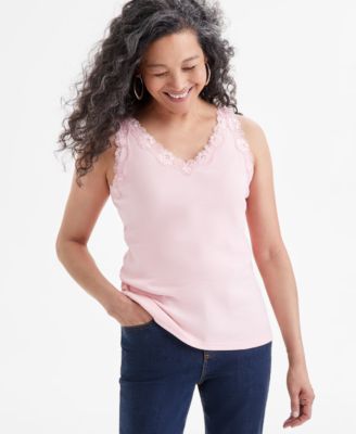 Style & Co - Women's Lace-Trim Cotton Tank Top