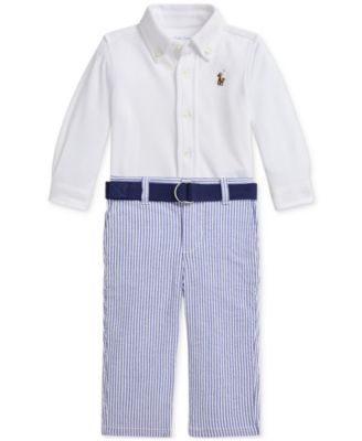 Polo Ralph Lauren - Baby Button-Down Shirt, Belt & Seersucker Pants Set