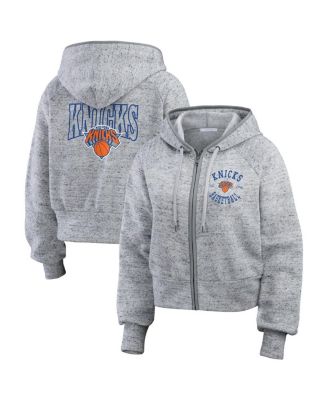 WEAR by Erin Andrews - Women's Heather Gray New York Knicks Speckled Radiator Full-Zip Hoodie