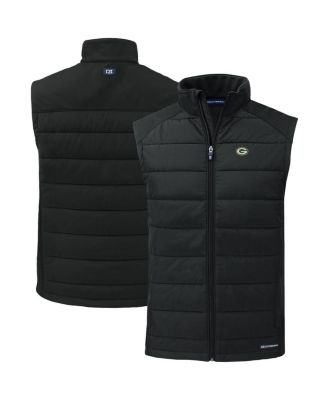 Cutter & Buck - Men's Cutter Buck Black Green Bay Packers Primary Mark Evoke PrimaLoft Hybrid Eco Softshell Full-Zip Vest