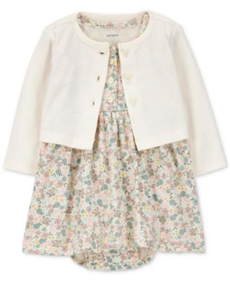 Carter's - Baby Girls Cotton Floral Dress & Cardigan, 2 Piece Set