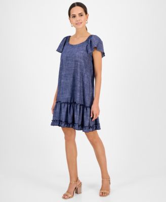 Robbie Bee - Women's Square-Neck Short-Sleeve Shift Dress