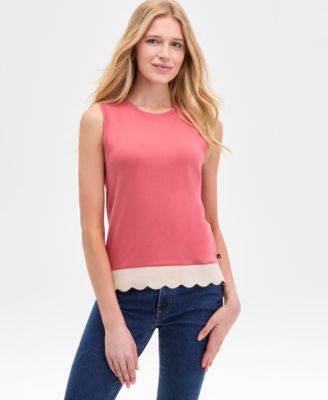 Nautica Jeans - Women's Cotton Scalloped-Hem Tank Top