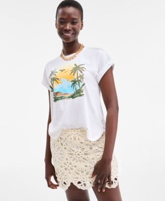 On 34th - Women's Raglan-Seam Palm-Print T-Shirt