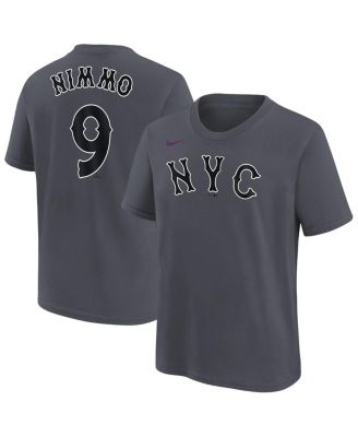 Nike - Big Boys and Girls Brandon Nimmo Charcoal New York Mets Fuse City Connect Name Number T-Shirt