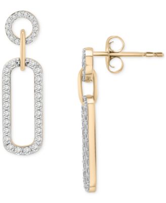 Wrapped in Love - Diamond Pav&eacute; Paperclip Drop Earrings (1 ct. t.w.) in 14k Gold