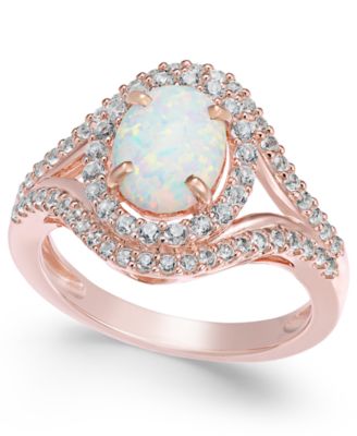 Macy's - Lab-Grown Opal (1 ct. t.w.) and White Sapphire (3/4 ct. t.w.) in 14k Rose Gold-Plated Sterling Silver