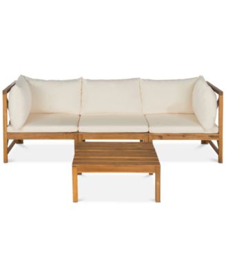 Safavieh - Pieter 4-Pc. Outdoor Sectional with Coffee Table, Quick Ship